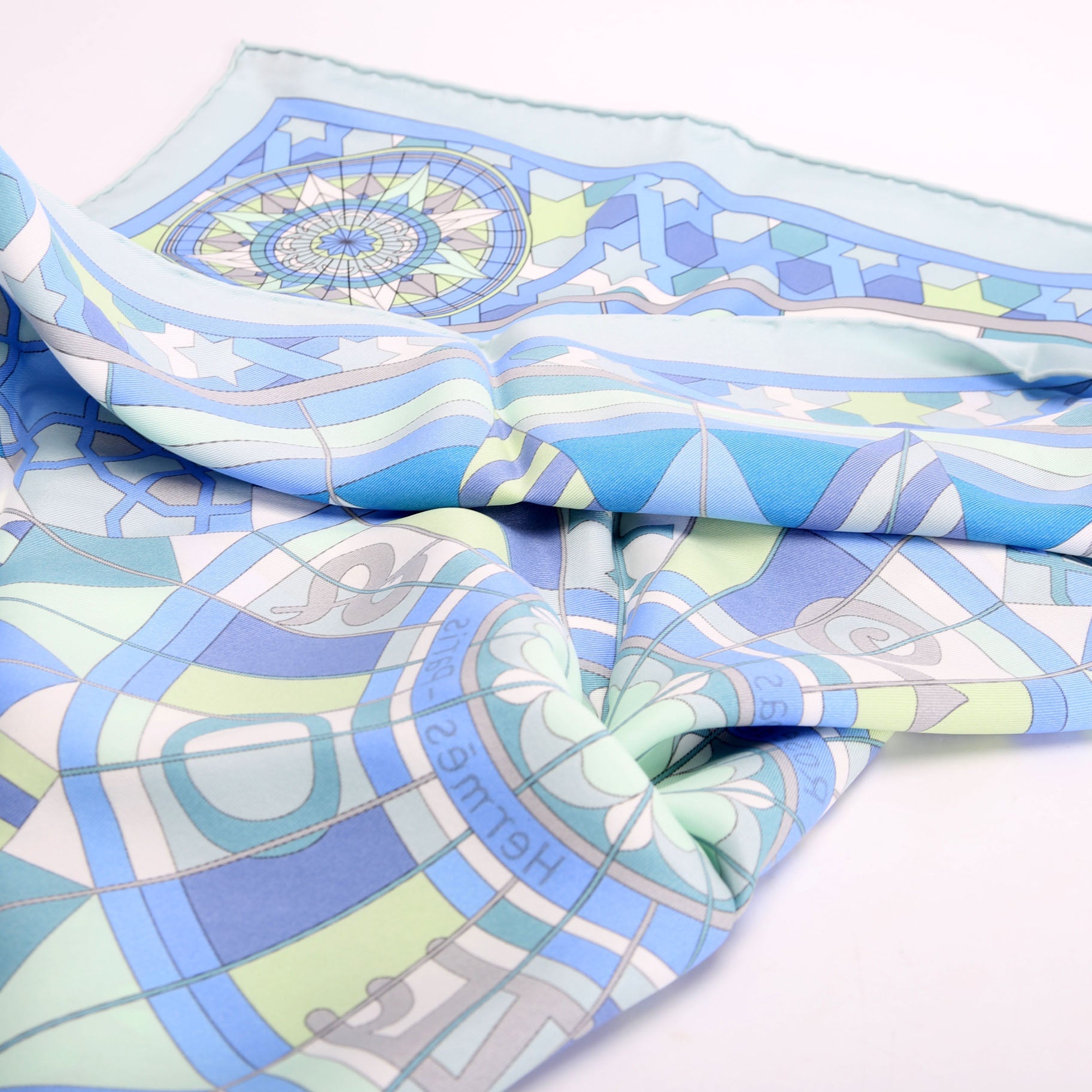 Rose De Compas Silk 70 Scarf Blue/Multicolor