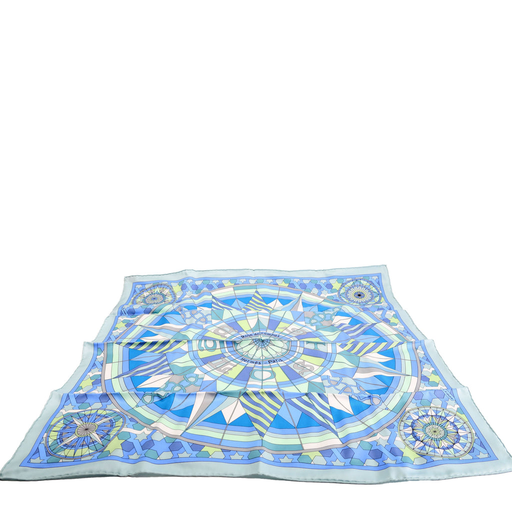 Rose De Compas Silk 70 Scarf Blue/Multicolor