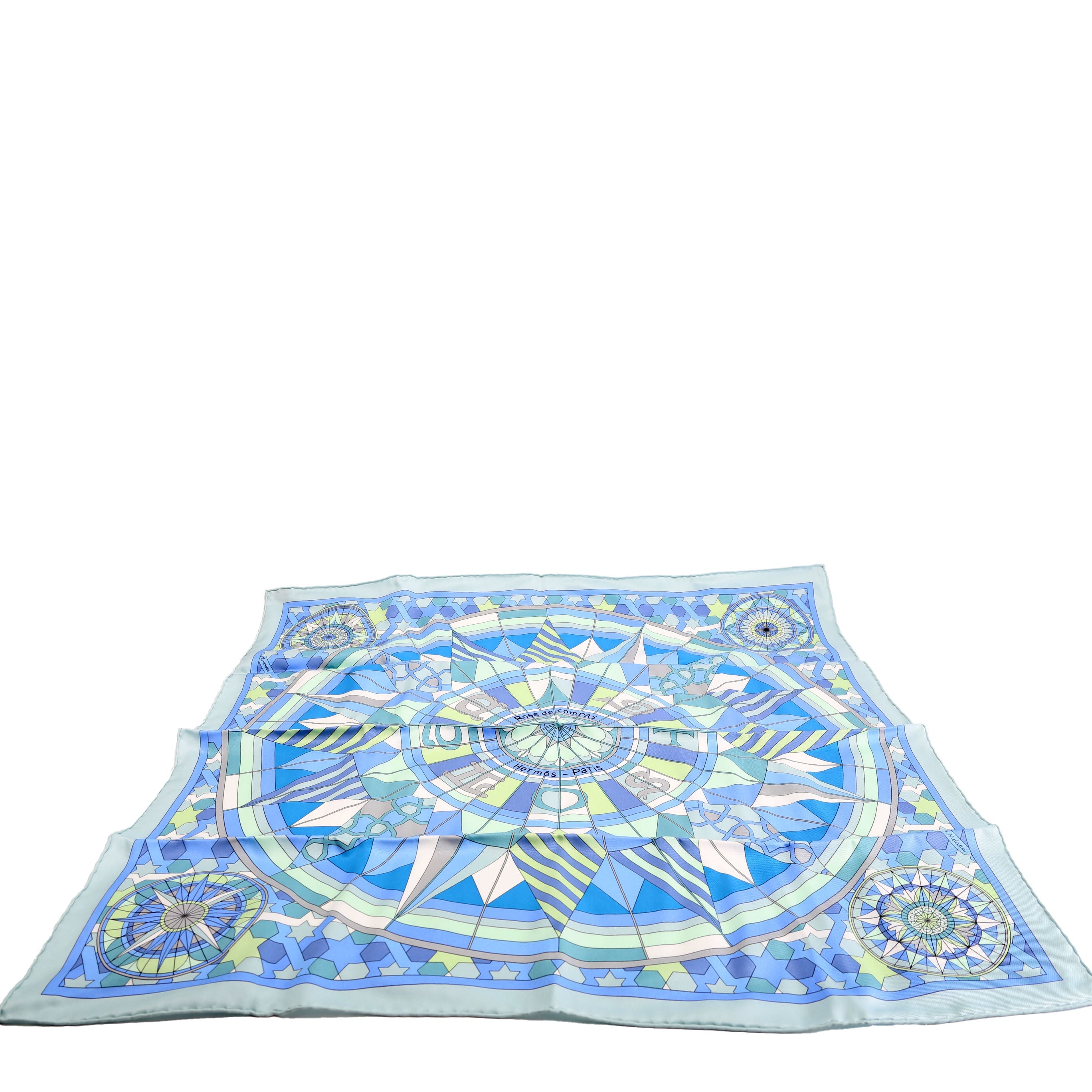 Rose De Compas Silk 70 Scarf Blue/Multicolor