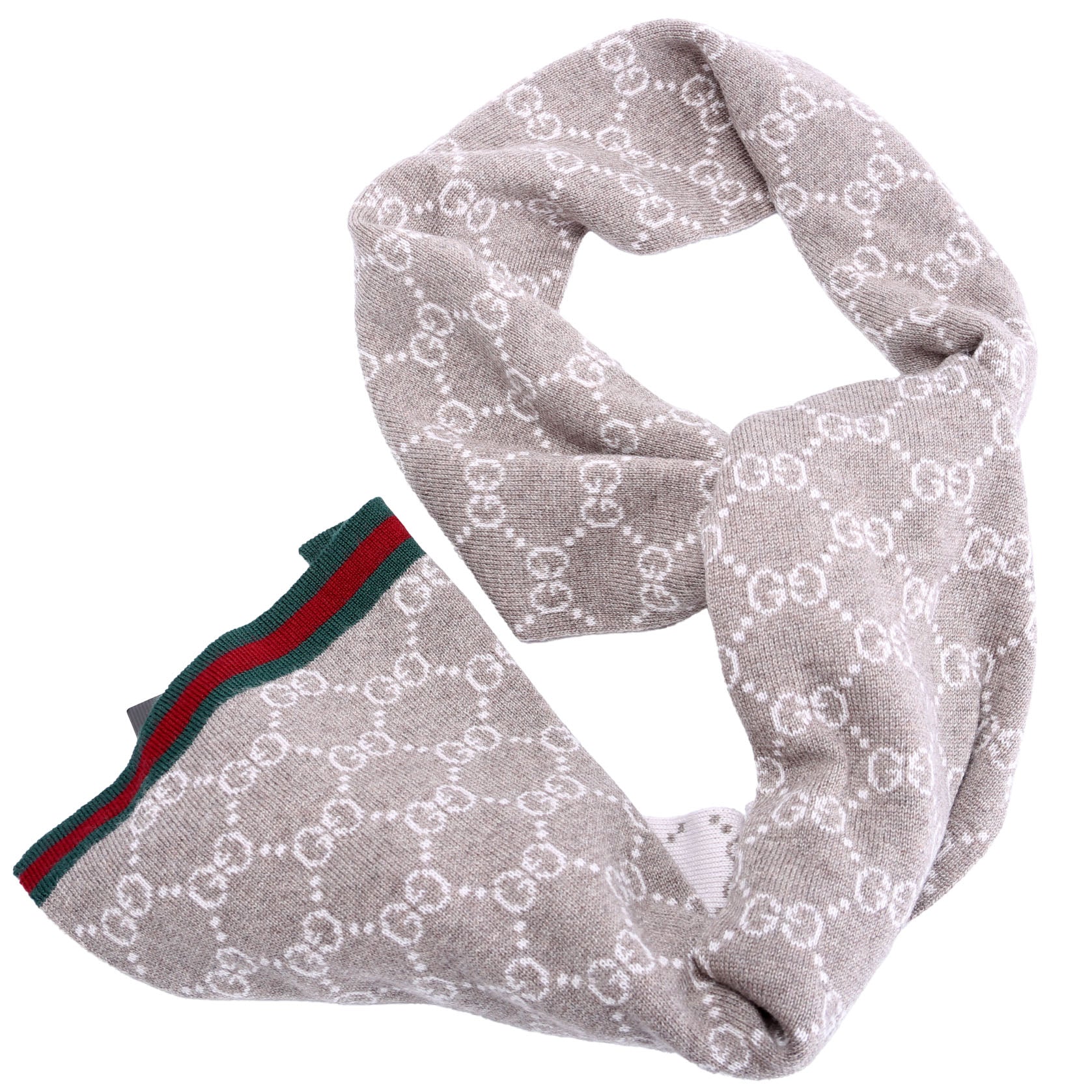 325806 GG Web Wool Scarf Grey/Multi