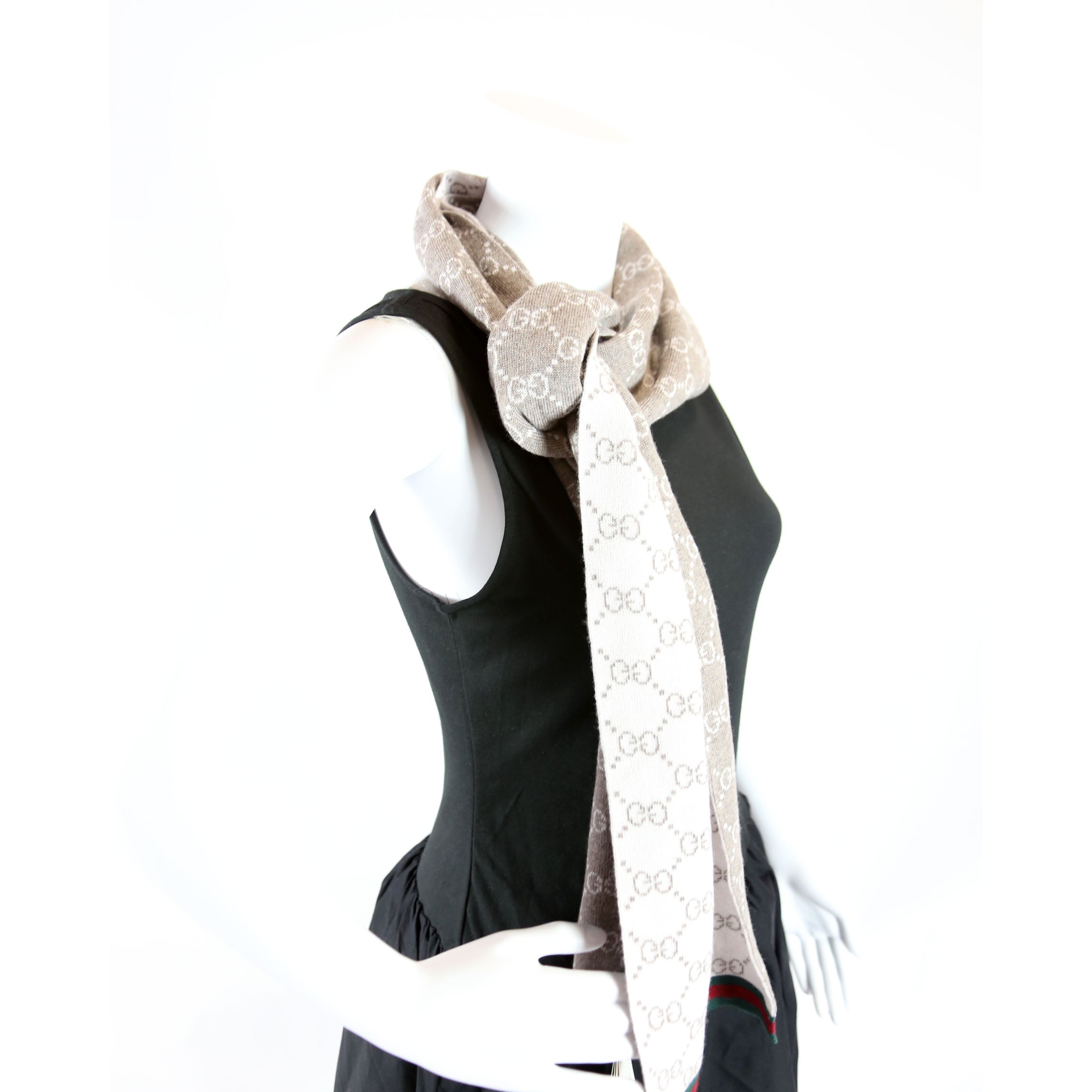 325806 GG Web Wool Scarf Grey/Multi