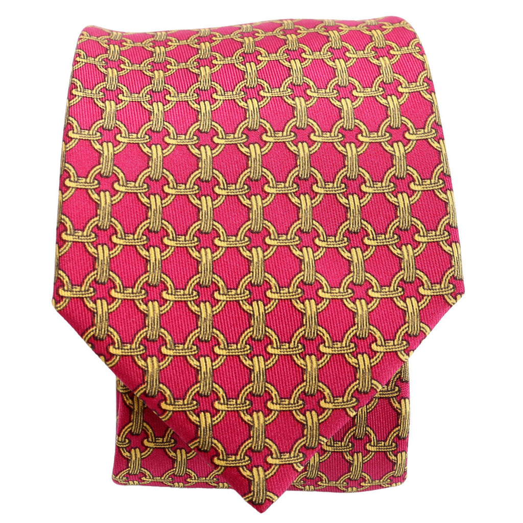 Printed Silk Tie Red/Gold