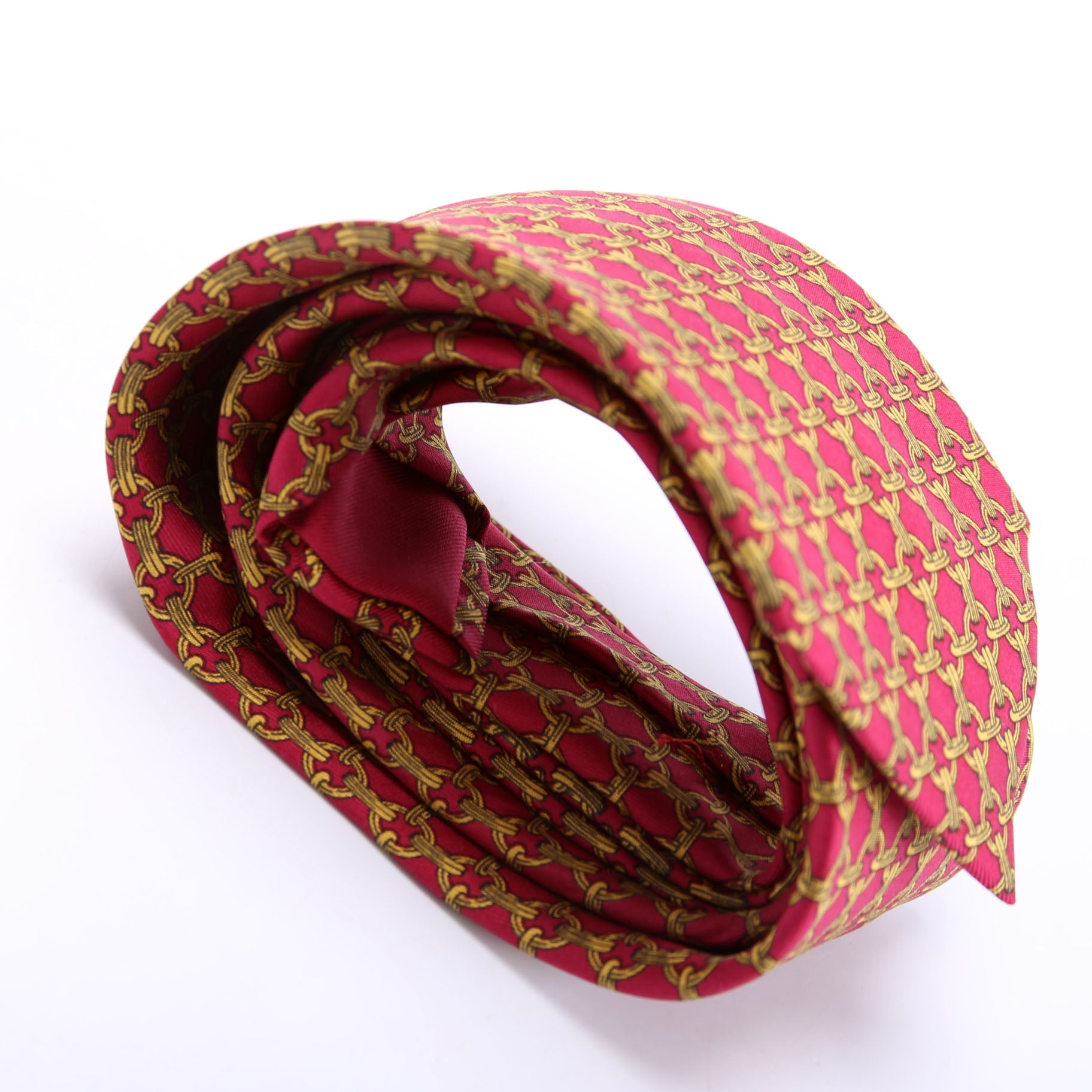 Printed Silk Tie Red/Gold