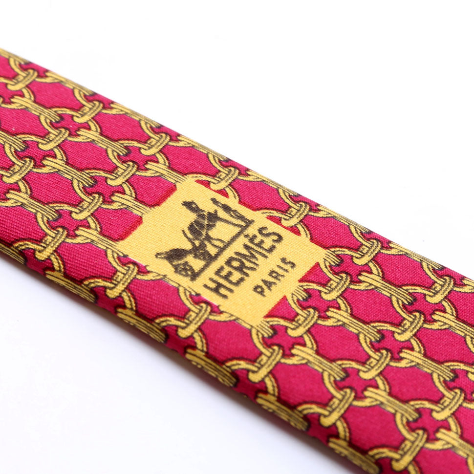 Printed Silk Tie Red/Gold