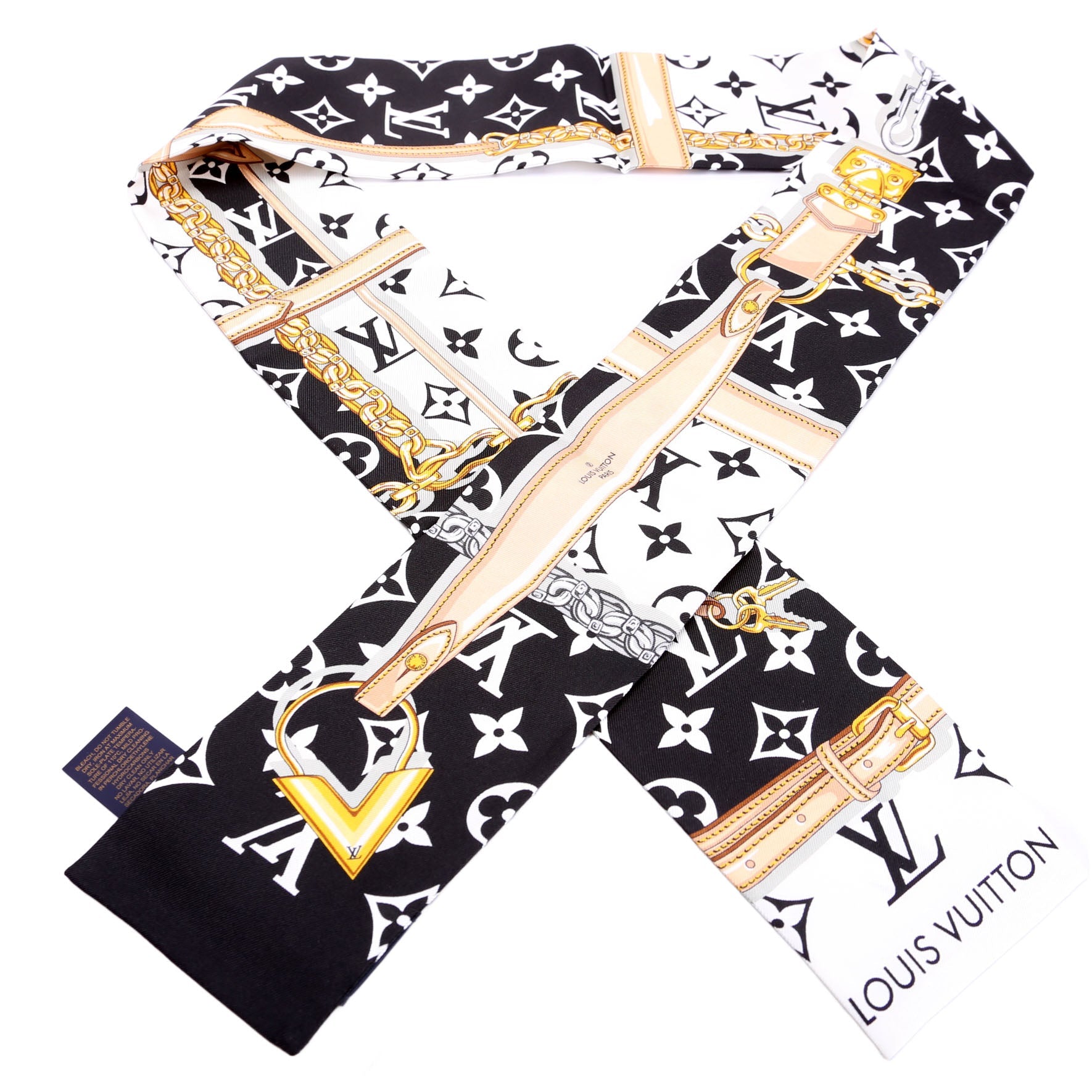 Confidential Bandeau Silk Scarf Black/White
