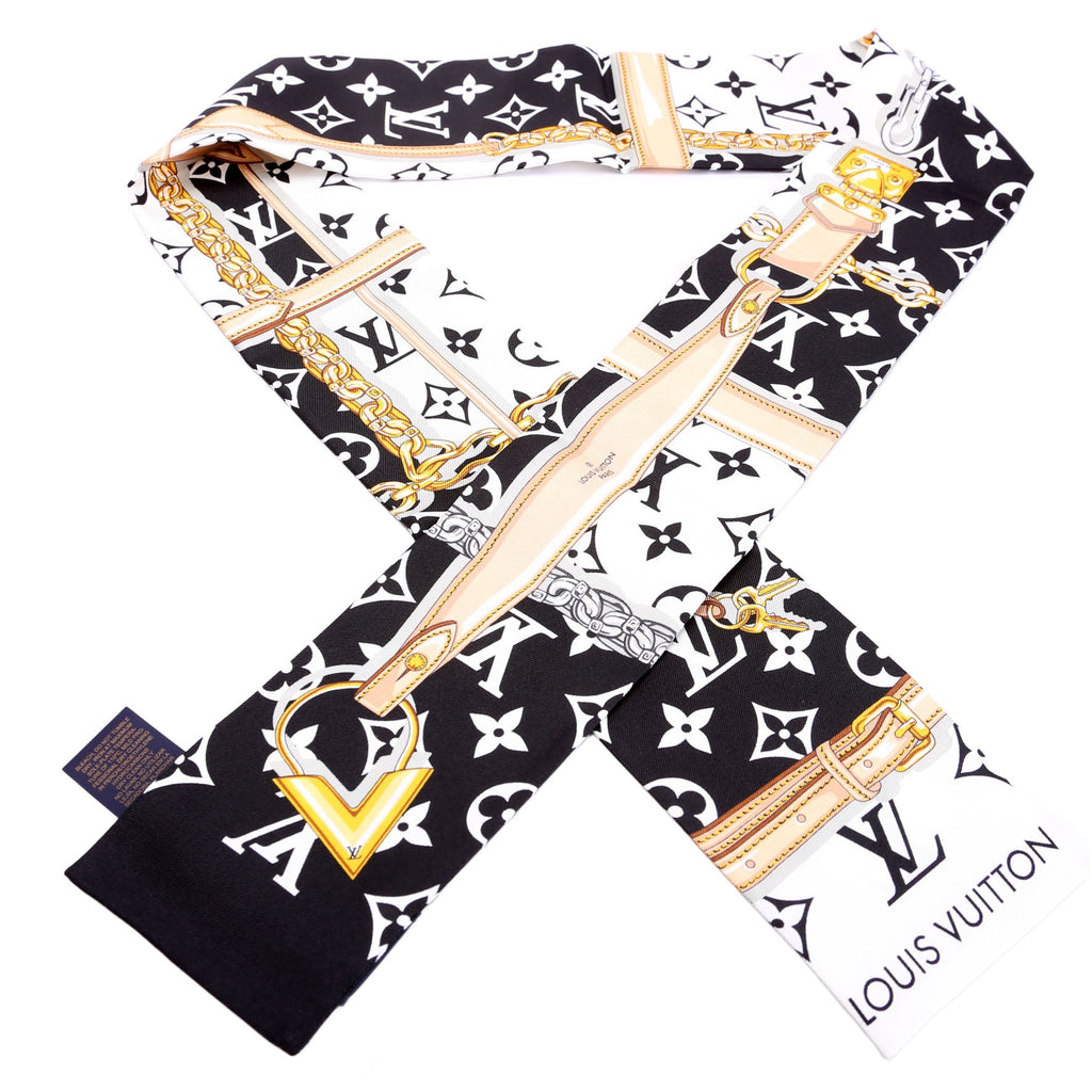 Confidential Bandeau Silk Scarf Black/White