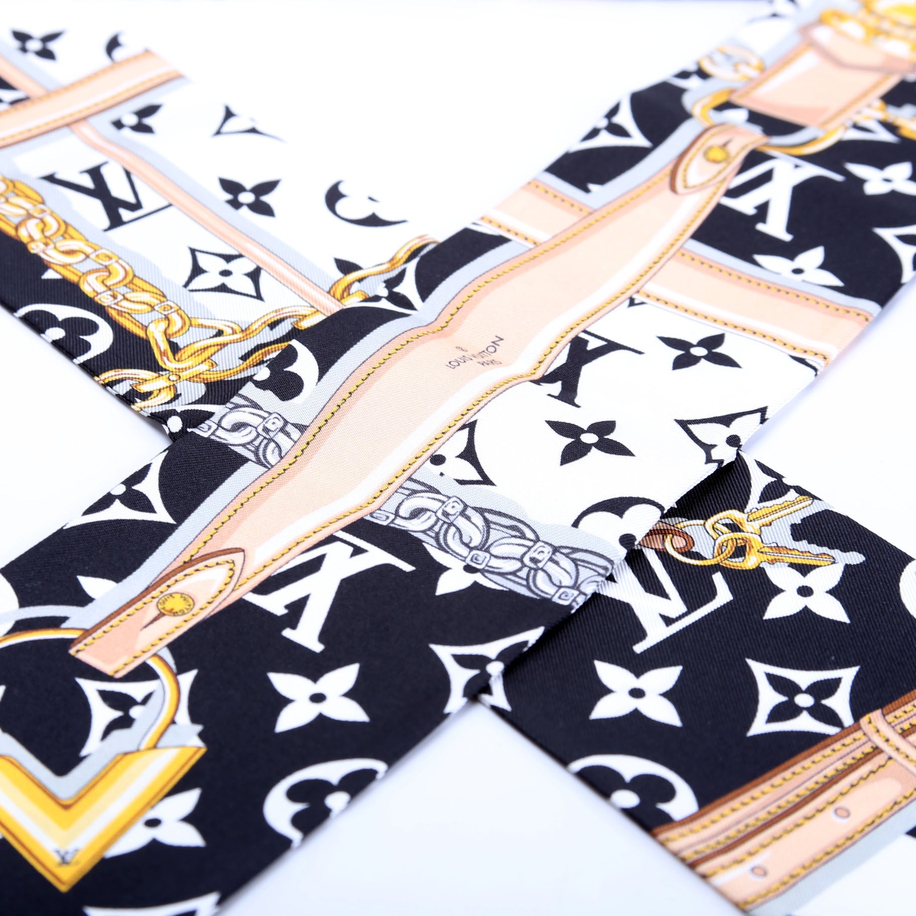 Confidential Bandeau Silk Scarf Black/White