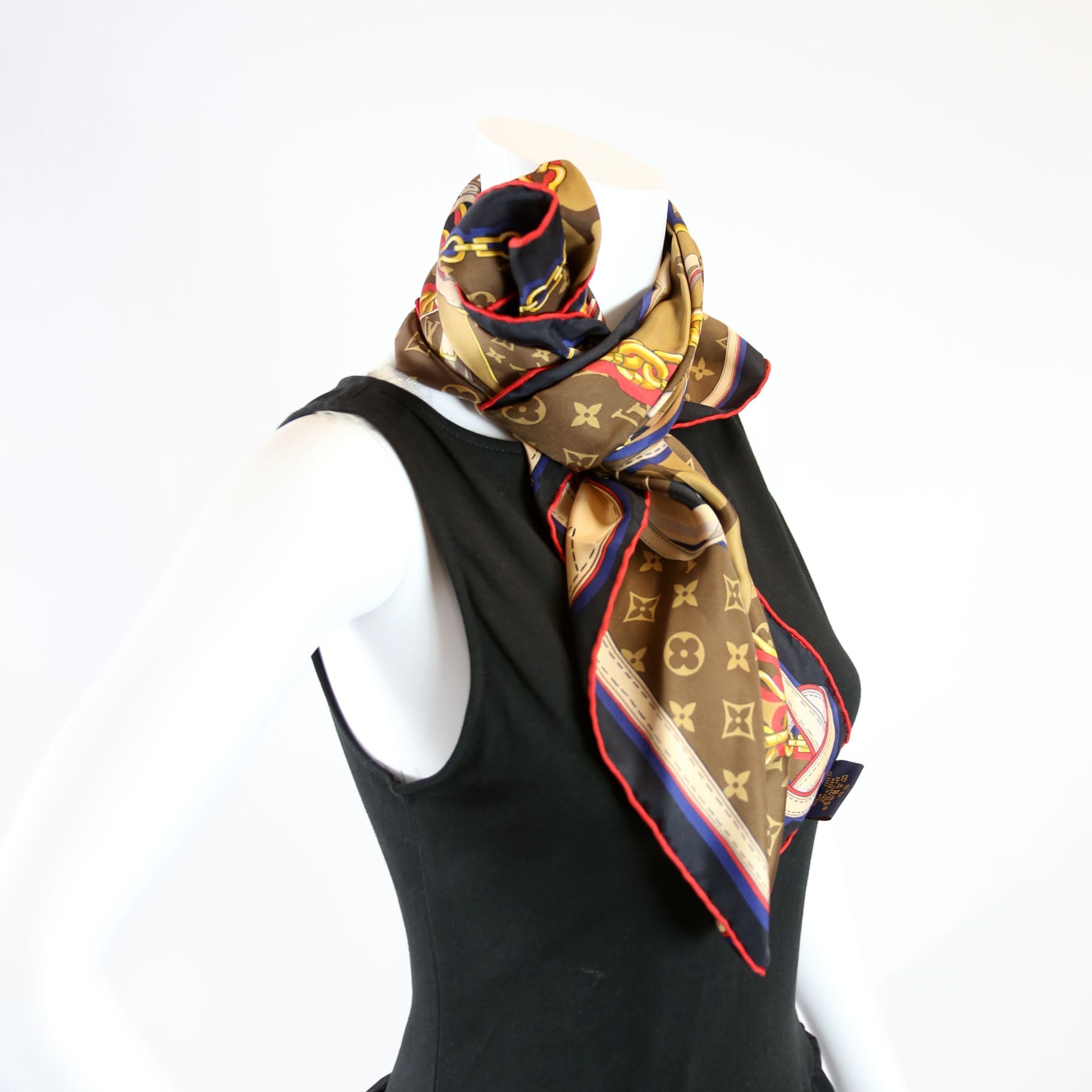 Tribute To Square Silk Scarf Brown/Multi