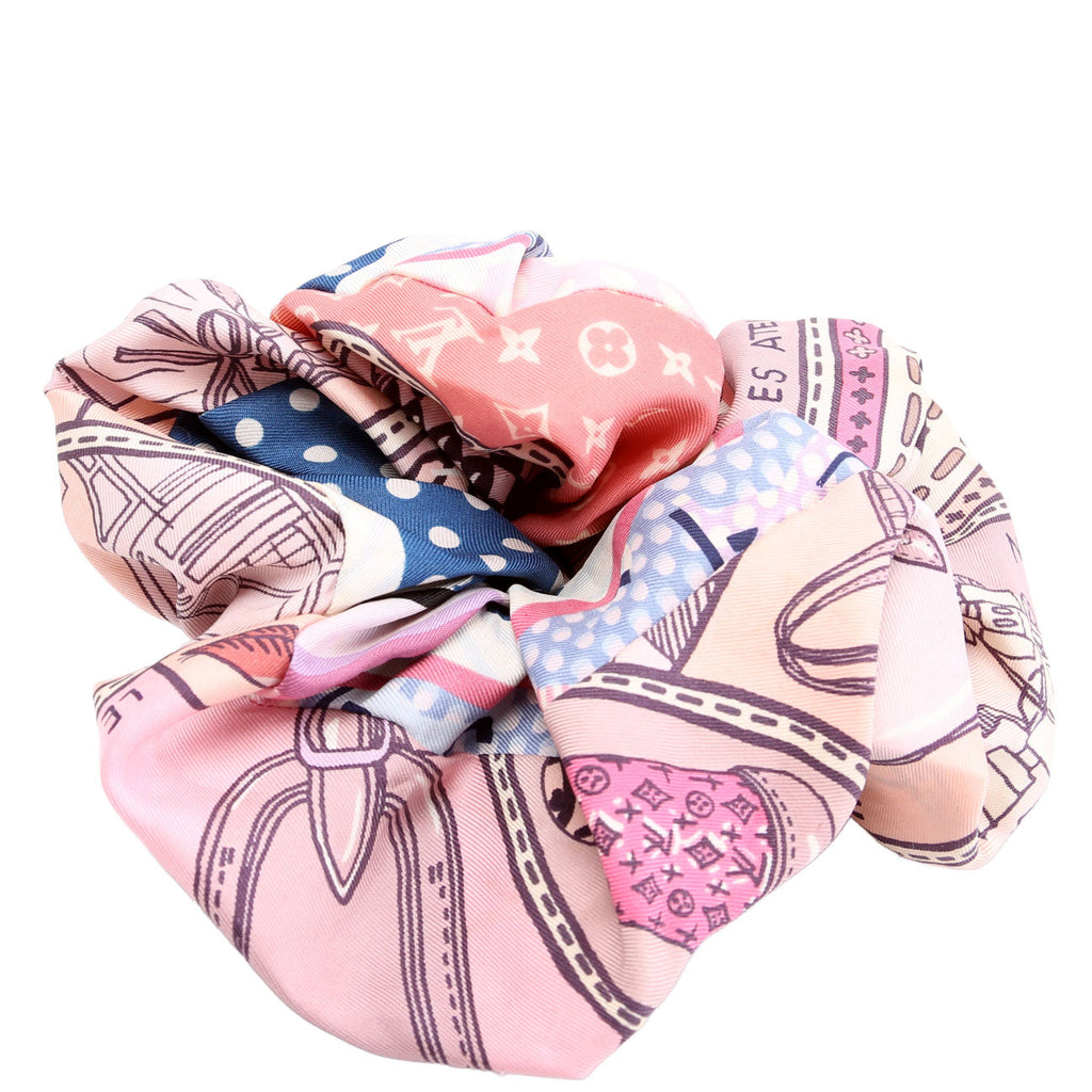 Be Mindful Trop Chou Silk Monogram Scrunchie Pink/Multicolor