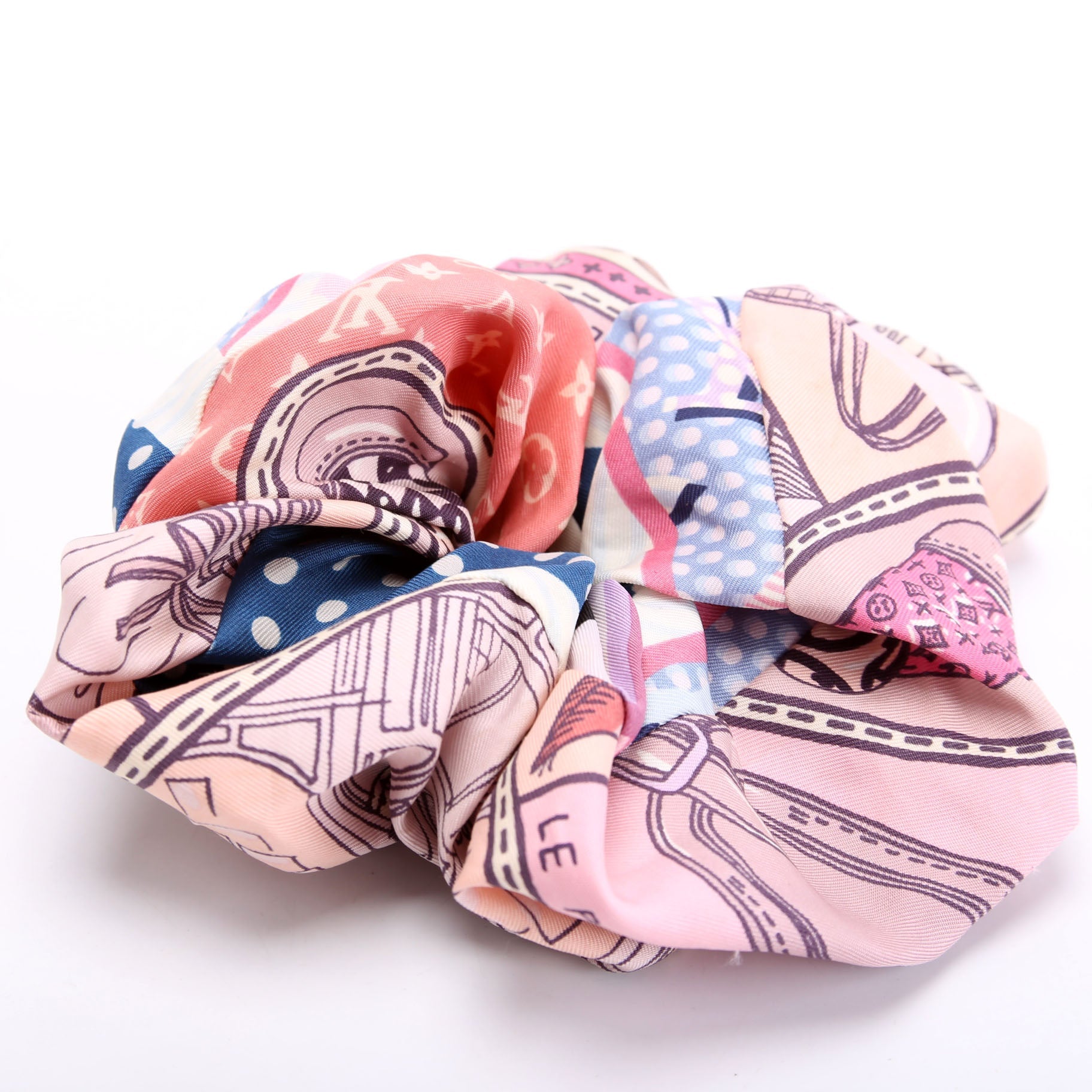 Be Mindful Trop Chou Silk Monogram Scrunchie Pink/Multicolor