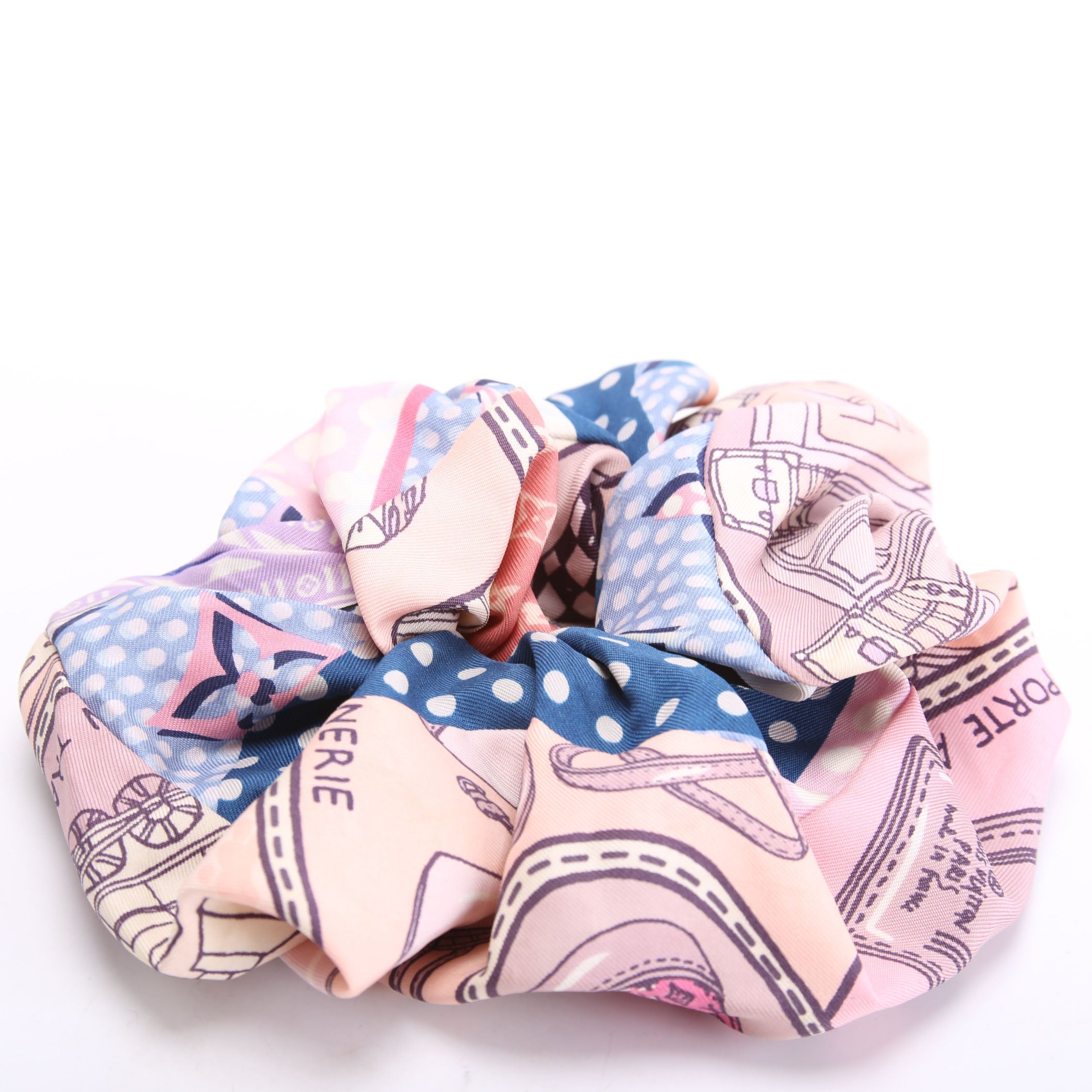 Be Mindful Trop Chou Silk Monogram Scrunchie Pink/Multicolor