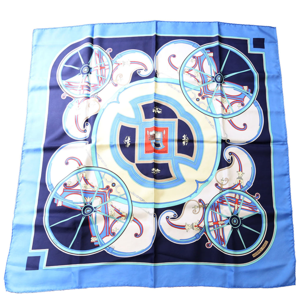 Washingtons Carriage 90 Silk Scarf Blue/Multicolor