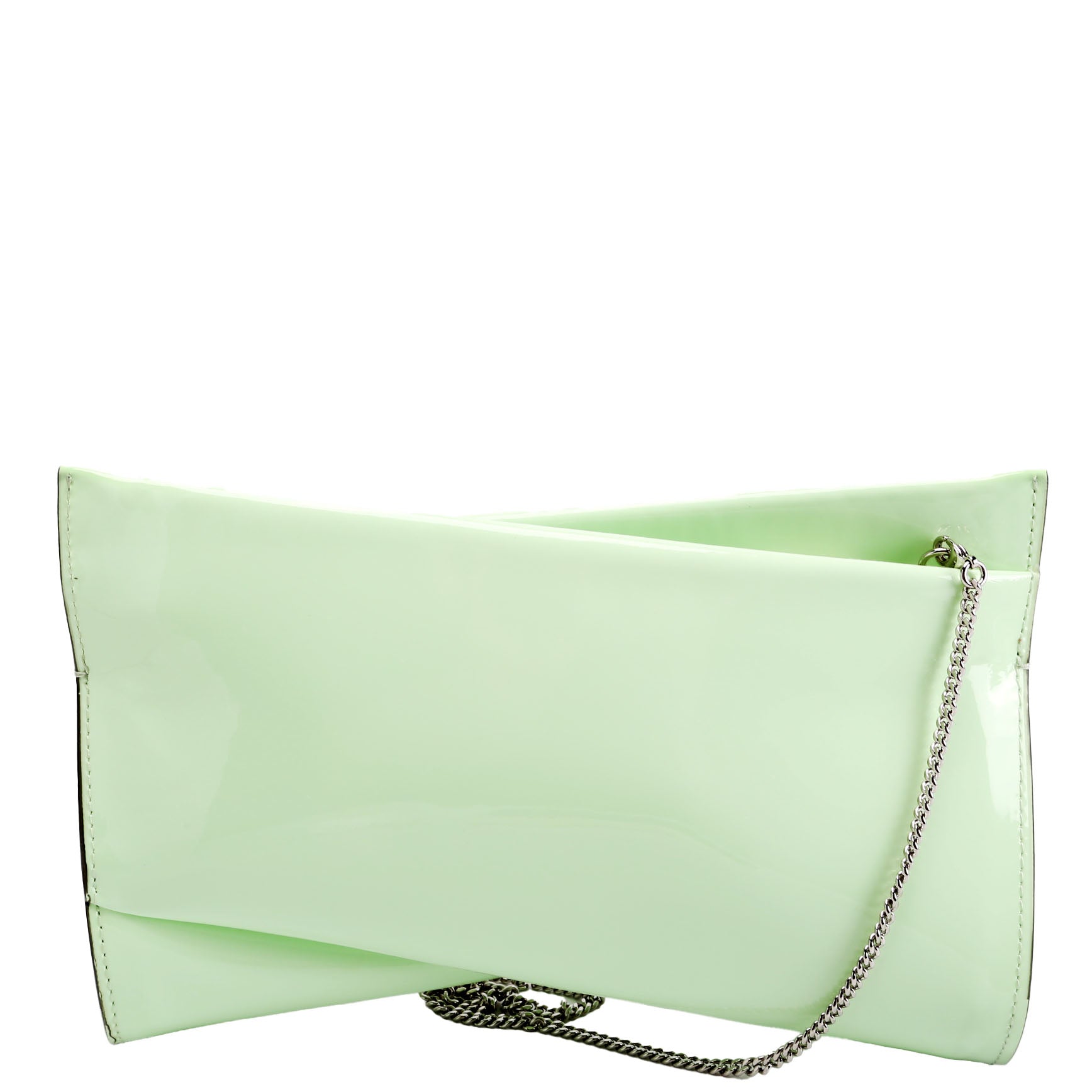 Loubitwist Patent Zip Chain Clutch Green