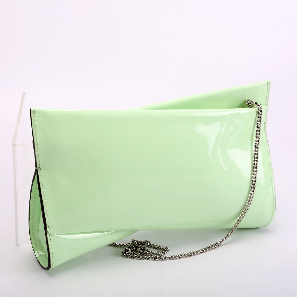 Loubitwist Patent Zip Chain Clutch Green
