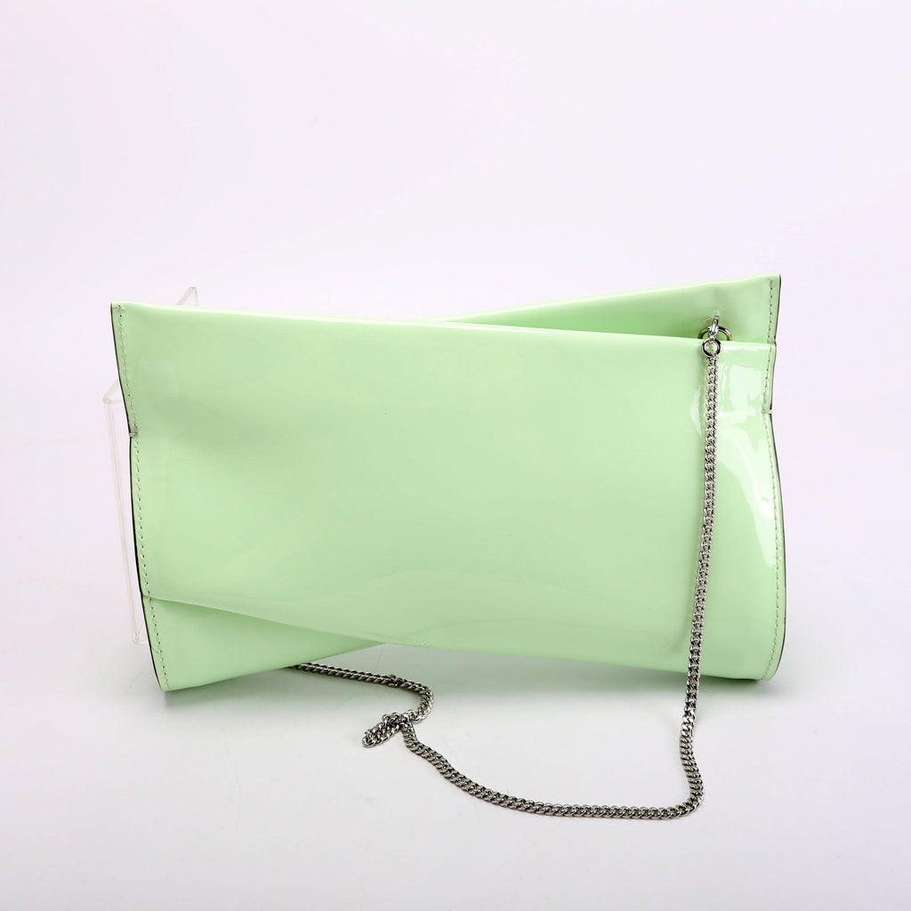 Loubitwist Patent Zip Chain Clutch Green