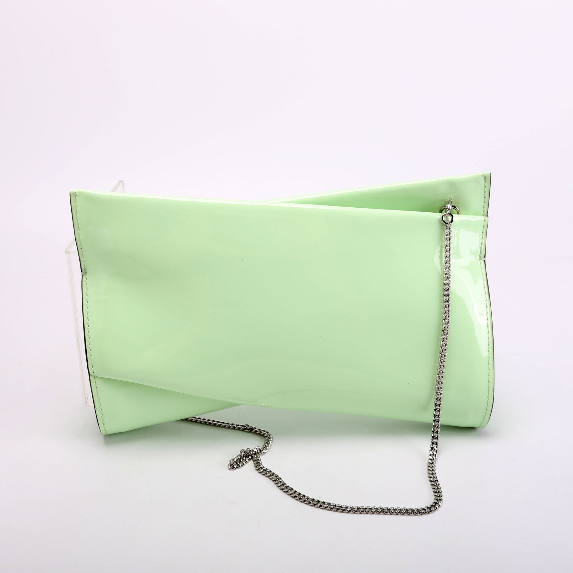 Loubitwist Patent Zip Chain Clutch Green