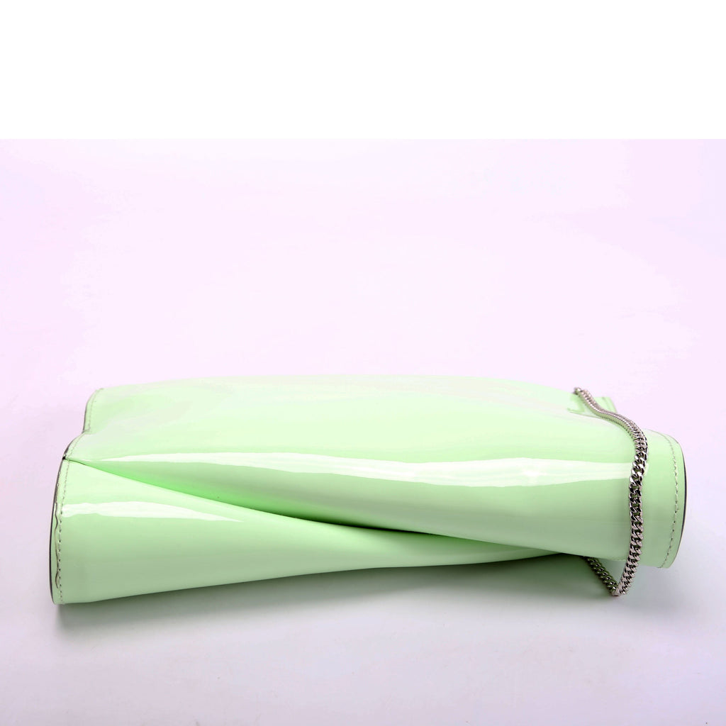 Loubitwist Patent Zip Chain Clutch Green