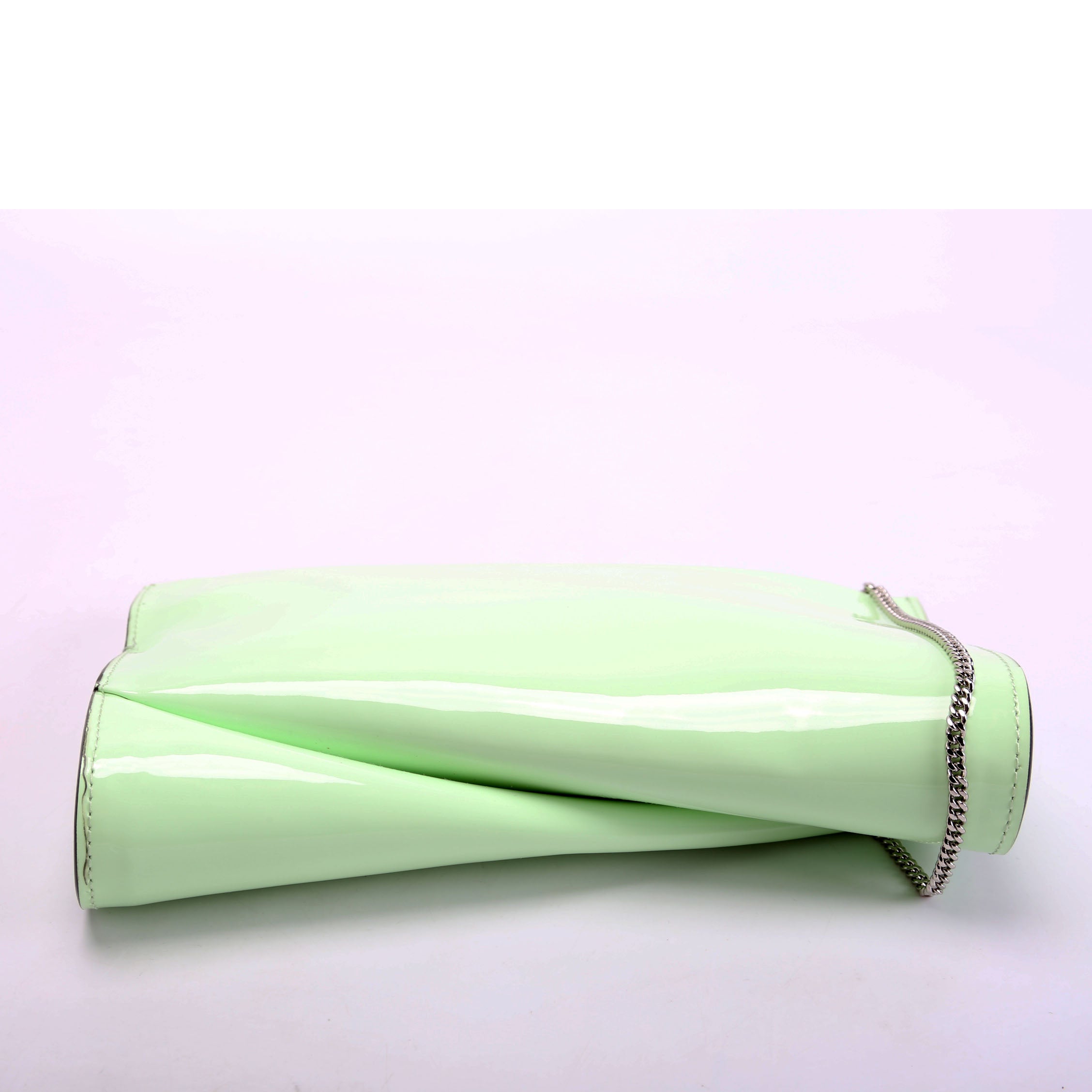 Loubitwist Patent Zip Chain Clutch Green