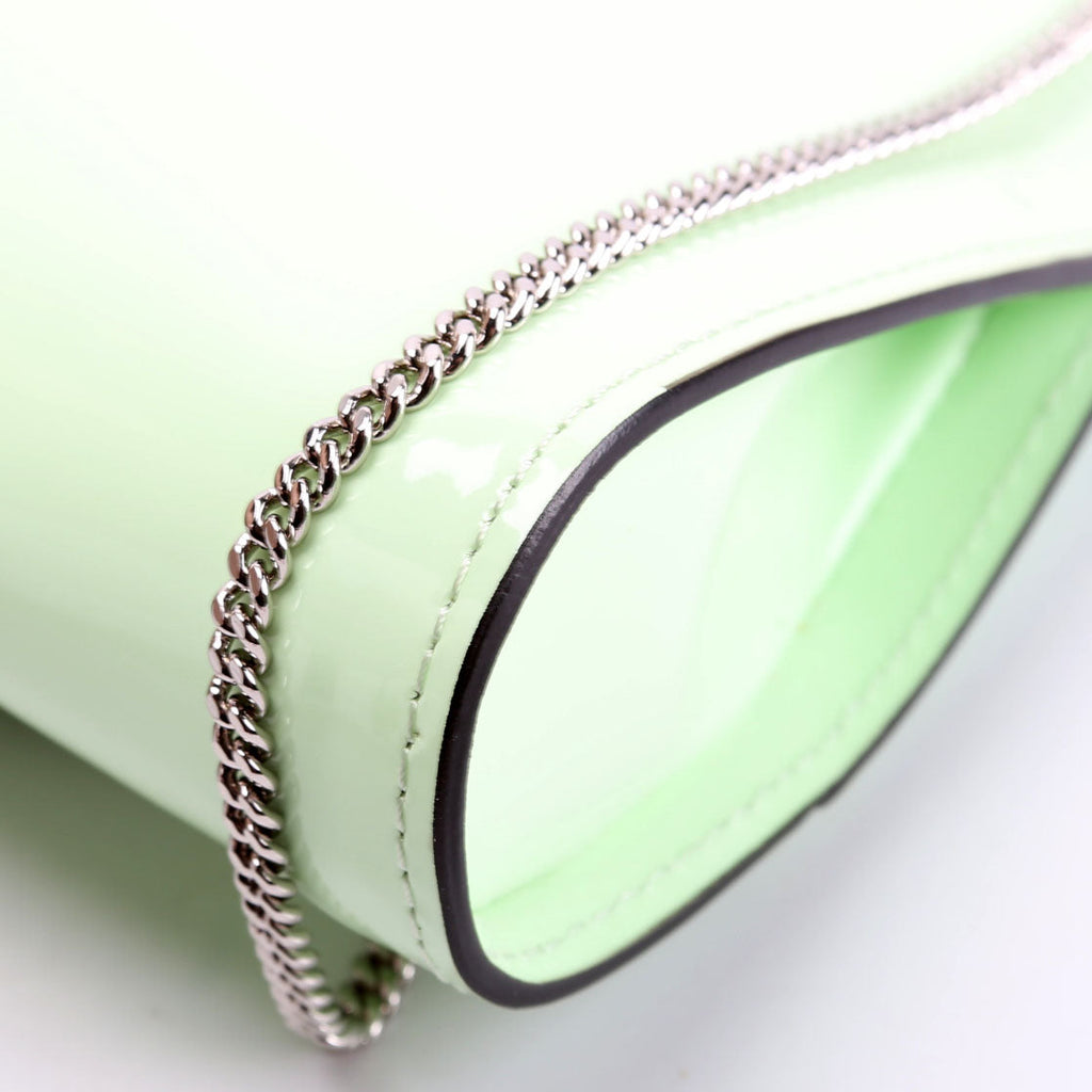 Loubitwist Patent Zip Chain Clutch Green