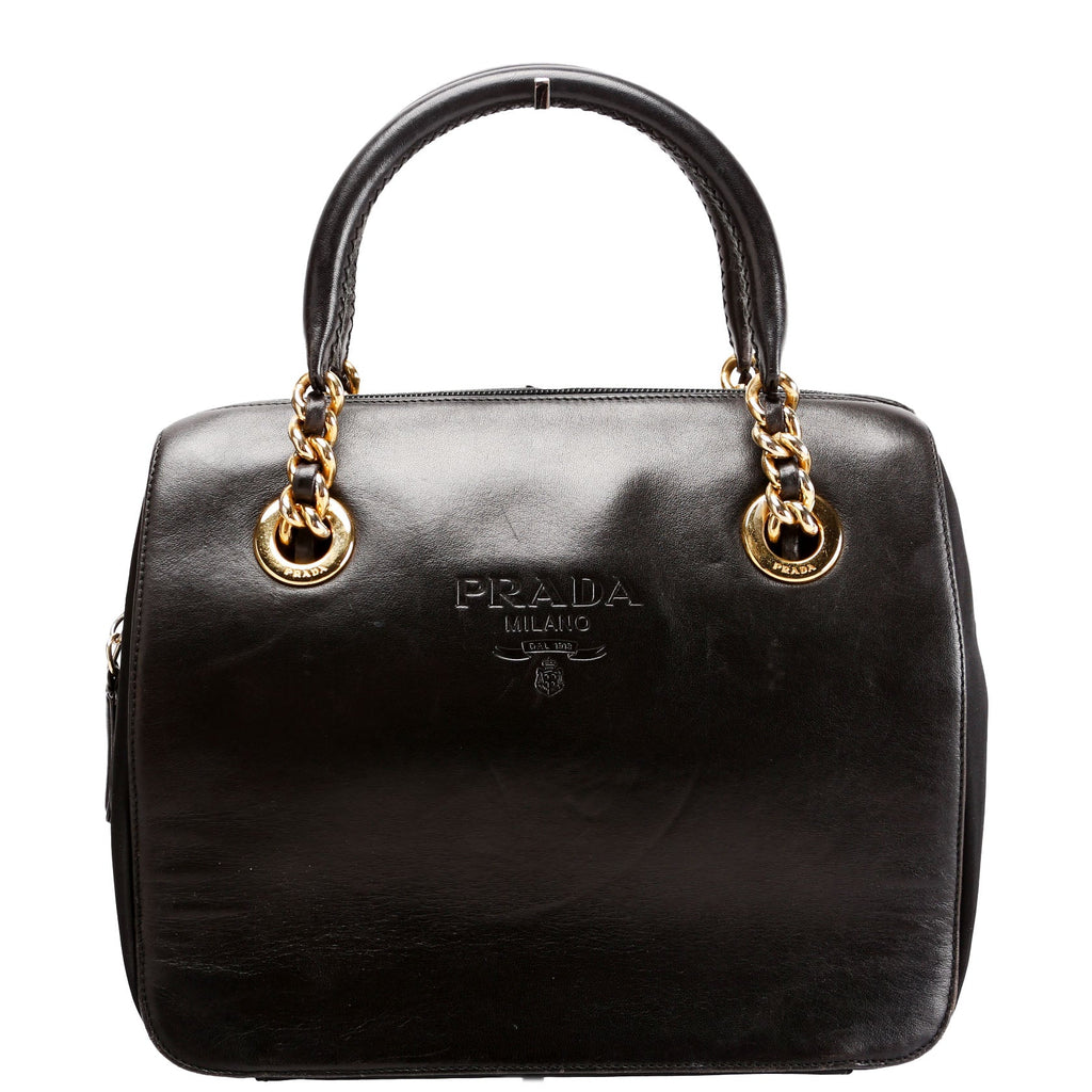 Nappa Leather Top Handle Chain Bag Vintage