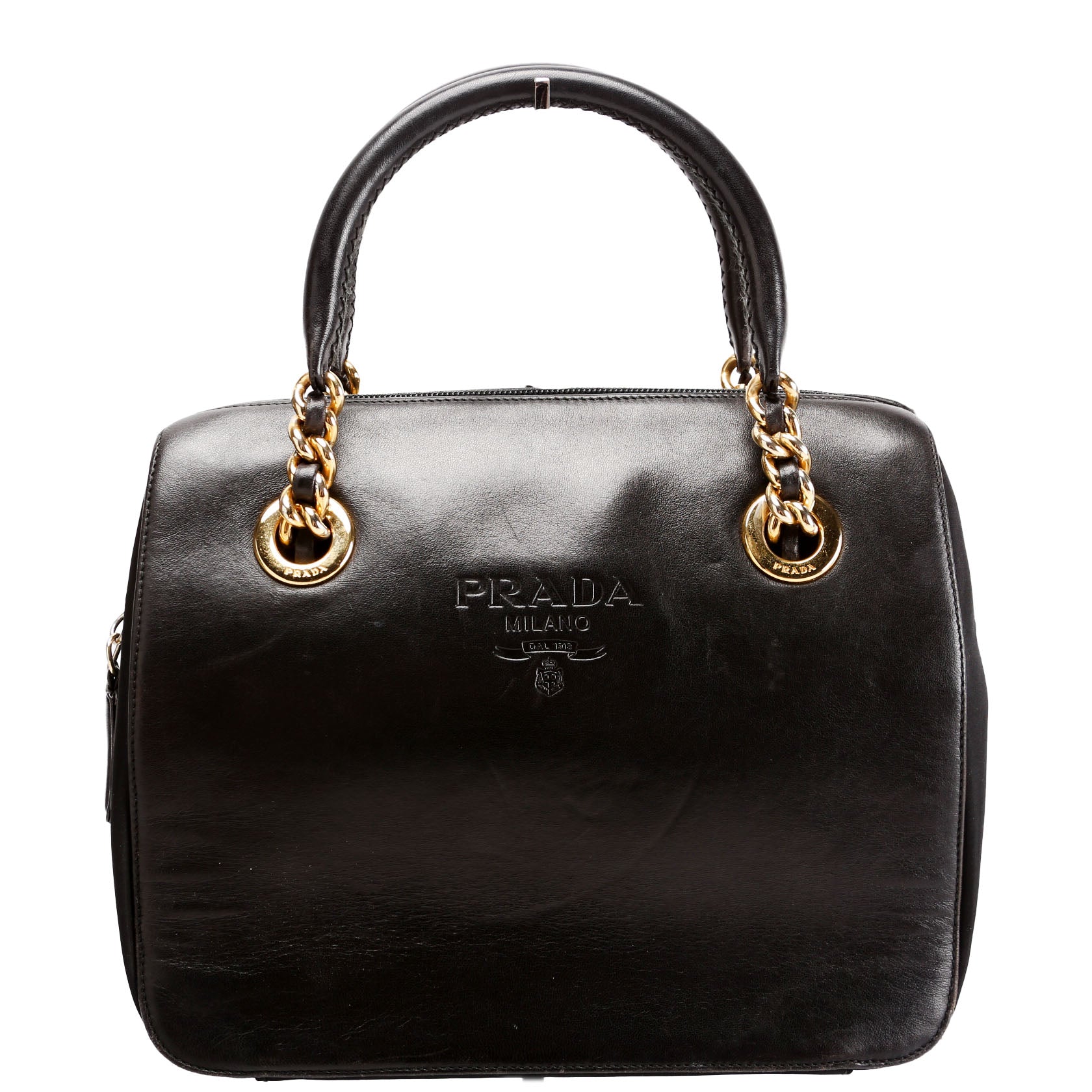Nappa Leather Top Handle Chain Bag Vintage