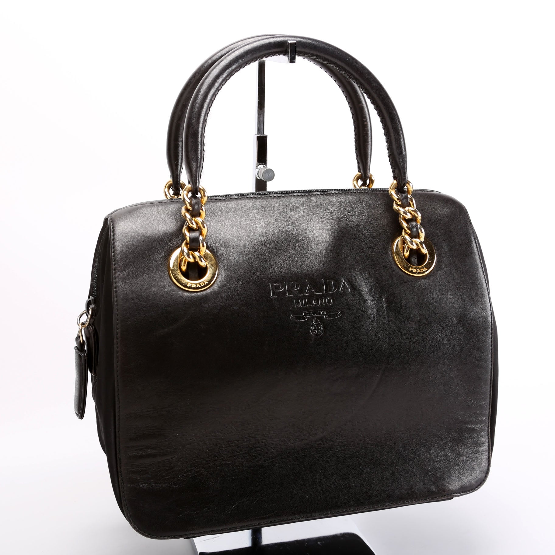 Nappa Leather Top Handle Chain Bag Vintage