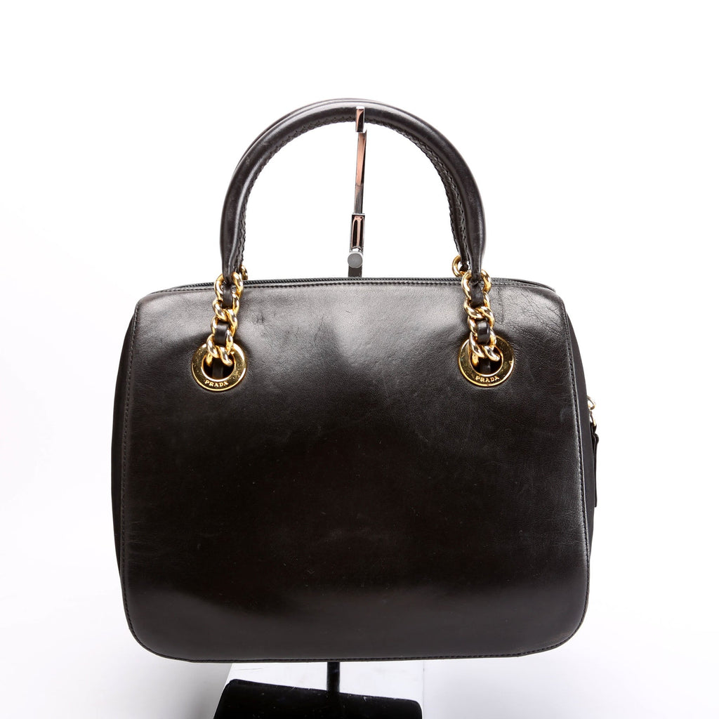 Nappa Leather Top Handle Chain Bag Vintage