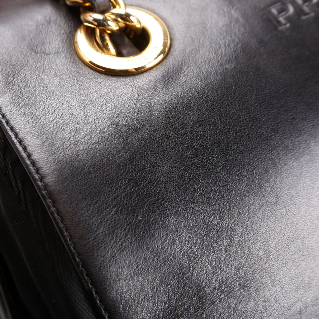 Nappa Leather Top Handle Chain Bag Vintage