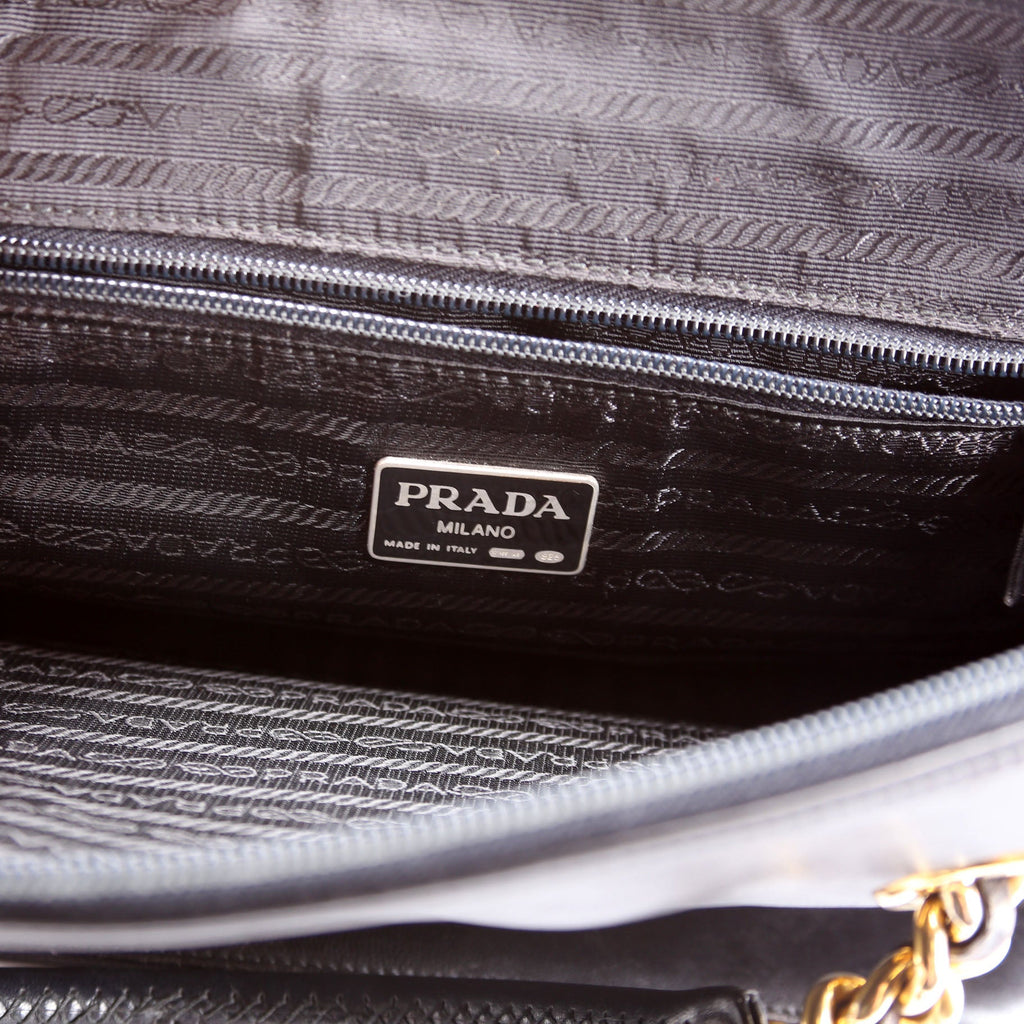 Nappa Leather Top Handle Chain Bag Vintage