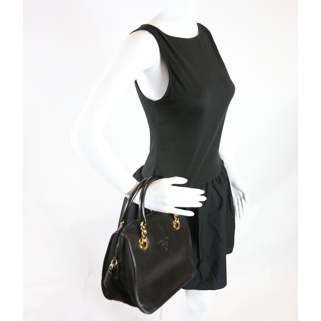 Nappa Leather Top Handle Chain Bag Vintage