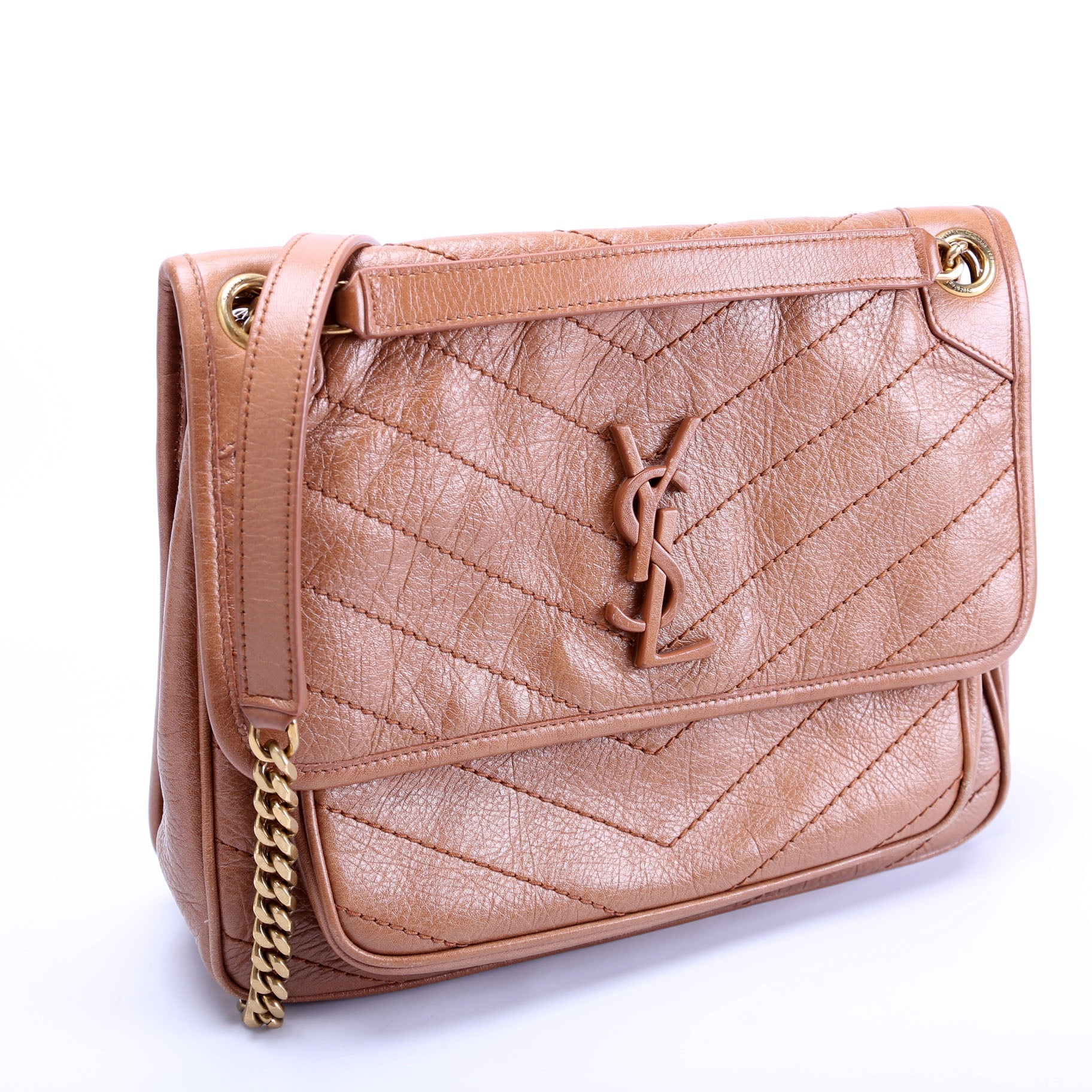 Niki Medium Crinkle Leather 633158 Brown