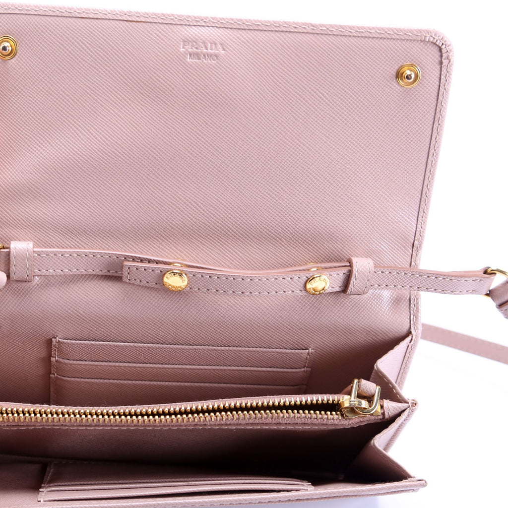 Saffiano Wallet On Strap Nude