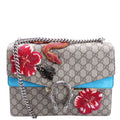 Gucci 400235 Dionysus Bee Snake Embellished Shoulder Medium Beige/Blue