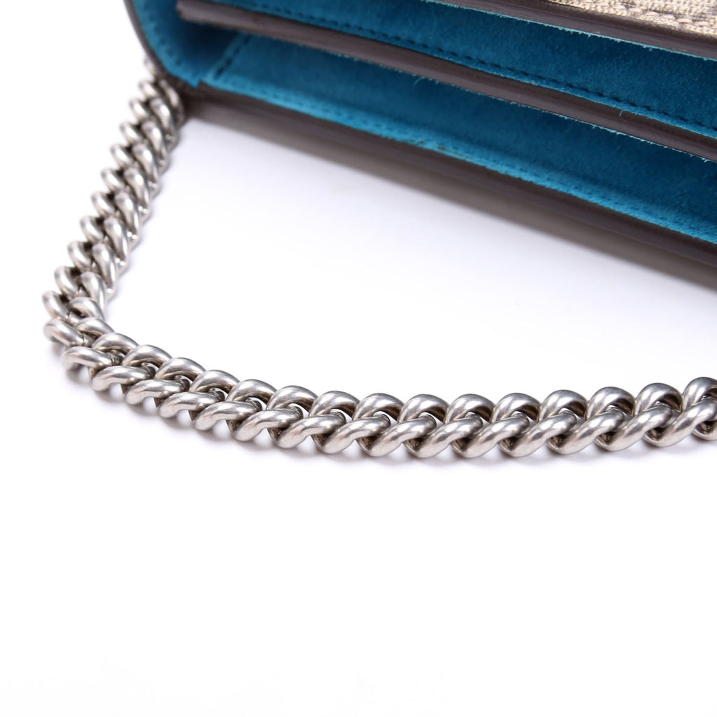 Gucci 400235 Dionysus Bee Snake Embellished Shoulder Medium Beige/Blue