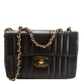 Flap Bag Vertical Quilted Caviar Jumbo 27M Black