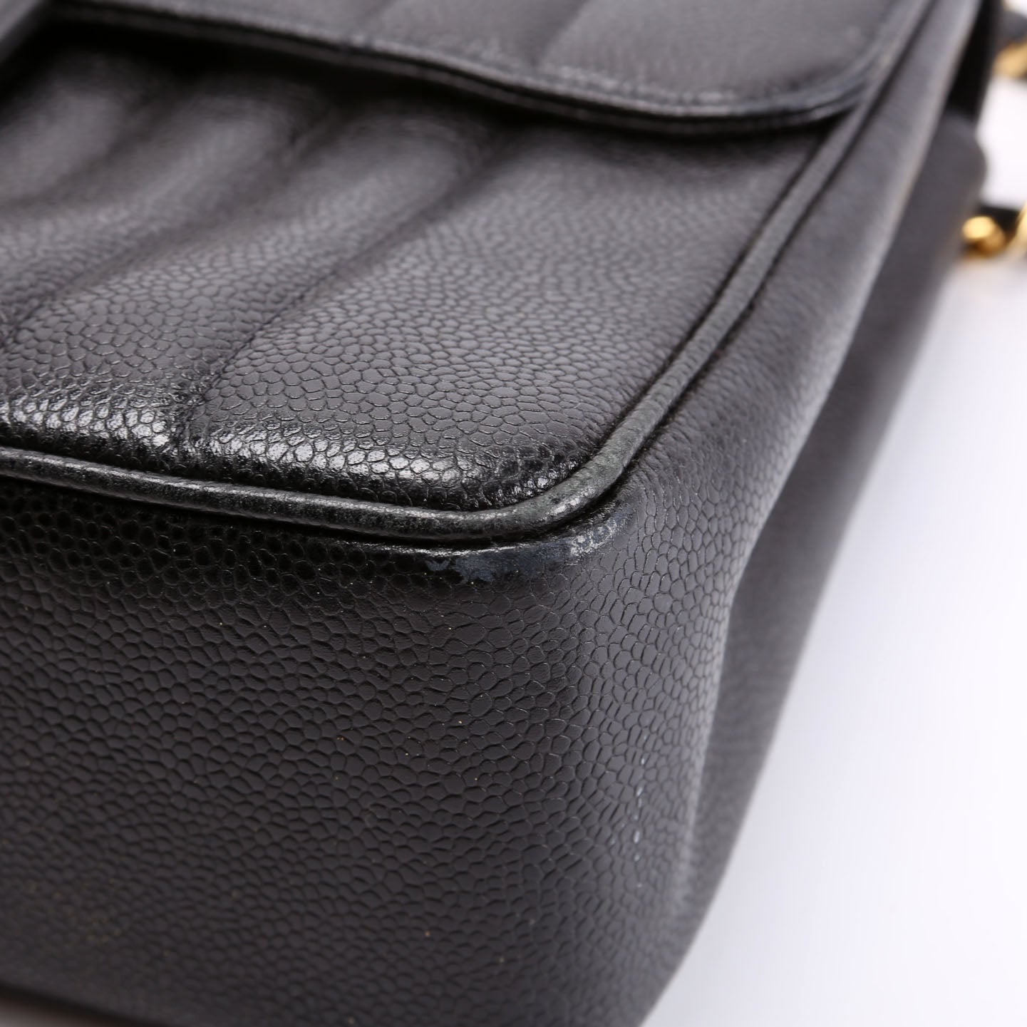 Flap Bag Vertical Quilted Caviar Jumbo 27M Black