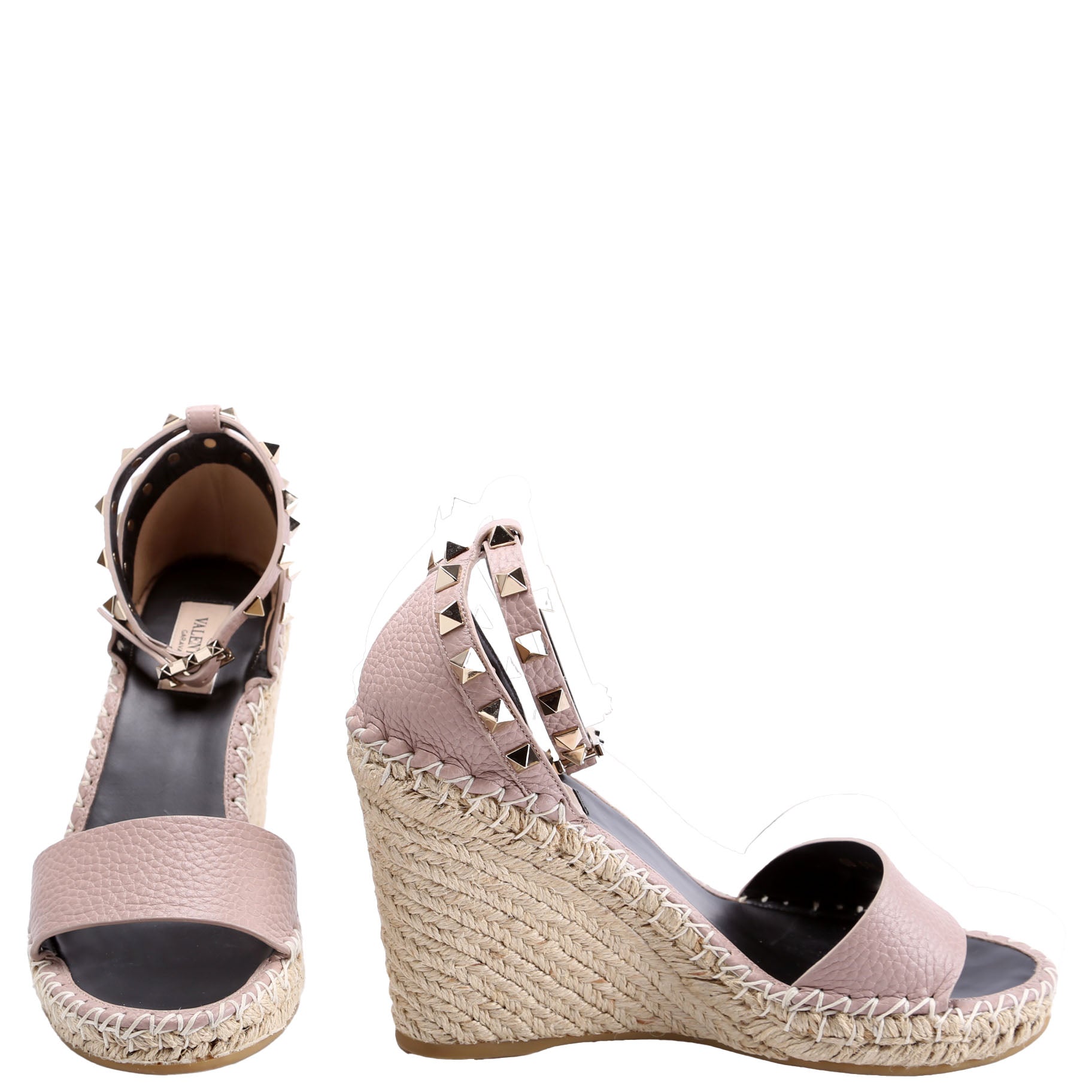 Rockstud Espadrille Wedges Size 37 Taupe