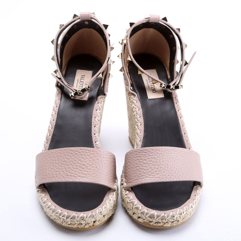 Rockstud Espadrille Wedges Size 37 Taupe