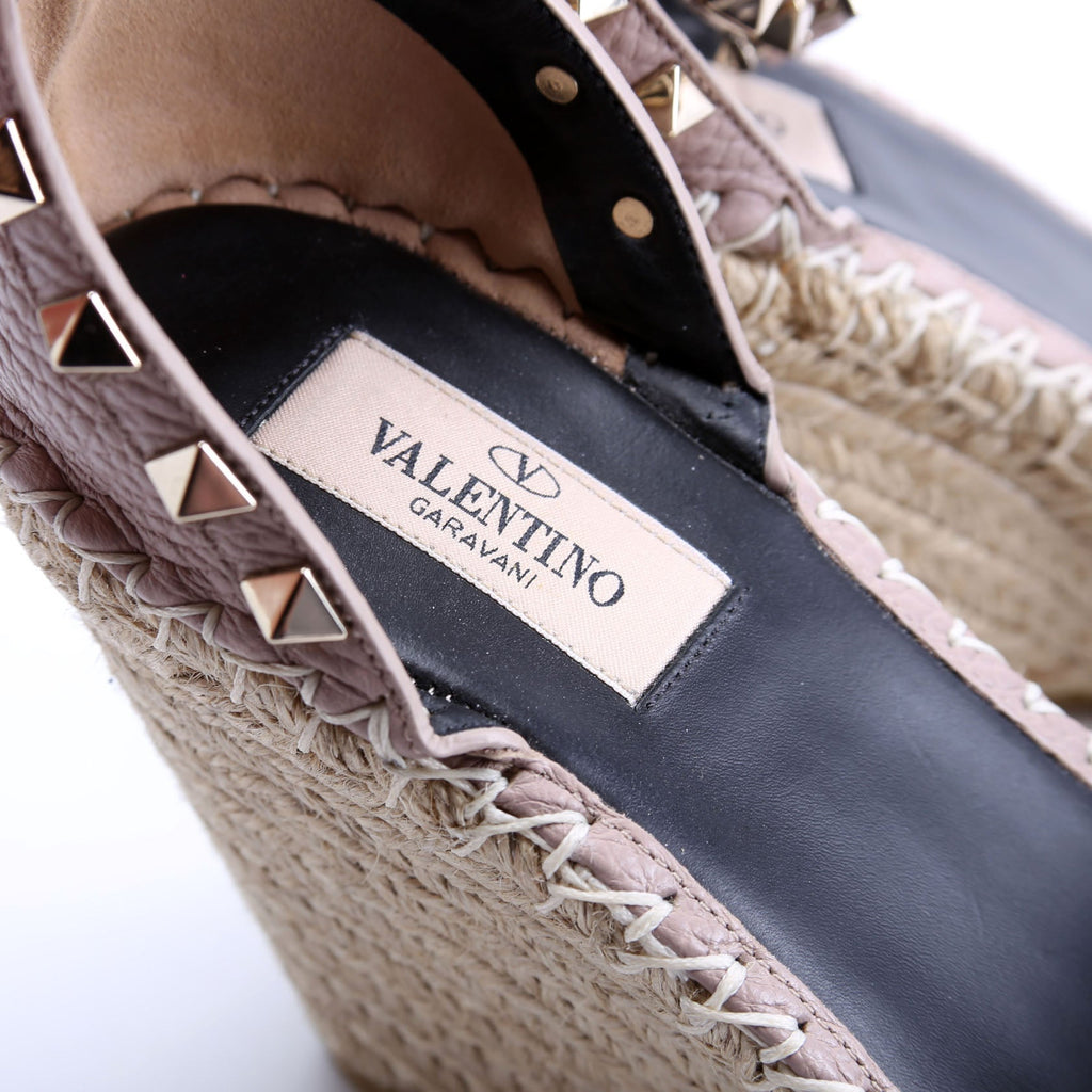 Rockstud Espadrille Wedges Size 37 Taupe
