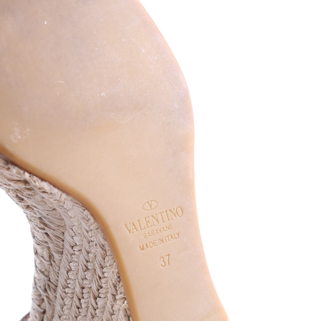Rockstud Espadrille Wedges Size 37 Taupe