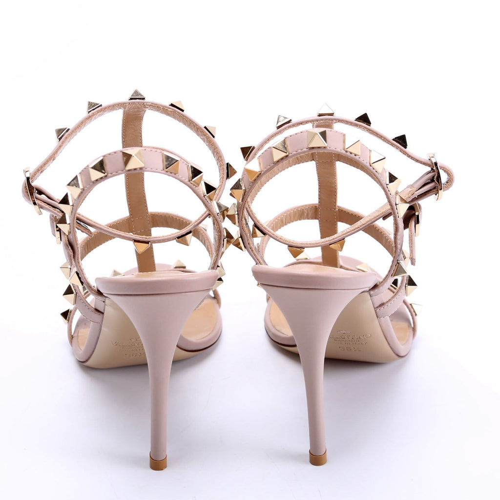 Rockstud Caged Sandals Size 36.5 Beige