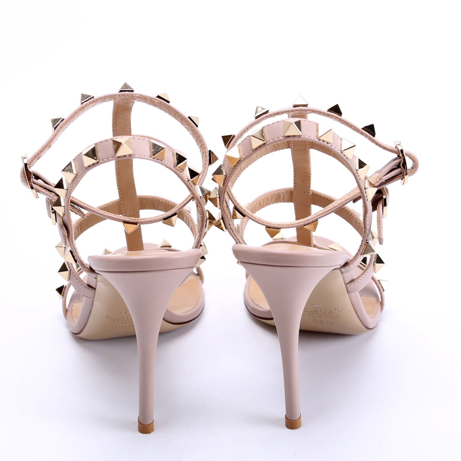 Rockstud Caged Sandals Size 36.5 Beige