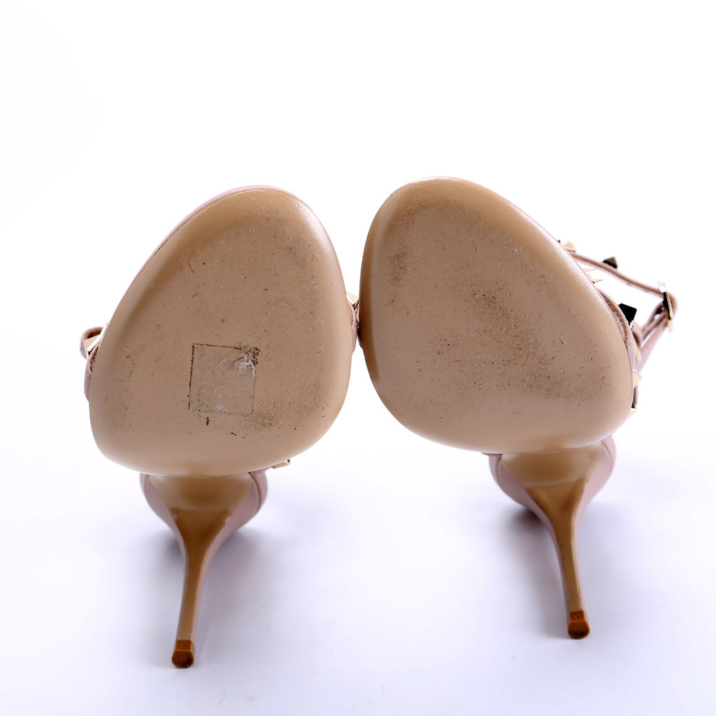 Rockstud Caged Sandals Size 36.5 Beige
