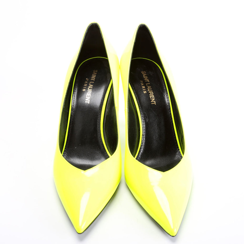 SAINT LAURENT KIki Patent Pumps Size 38 Neon Yellow
