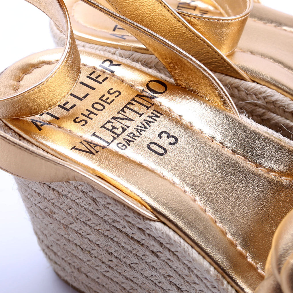 Atelier Flowers Espadrille Sandals Size 38.5 Gold