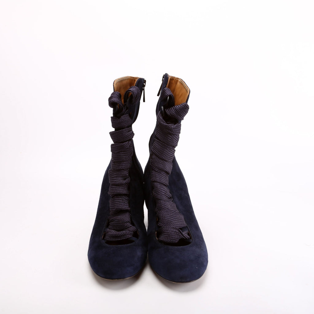 Harper Suede Lace Up Boots Size 37.5 Navy