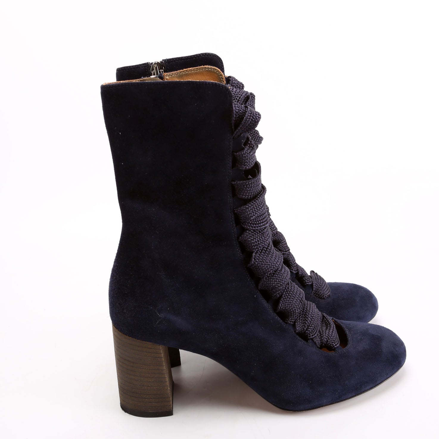 Harper Suede Lace Up Boots Size 37.5 Navy