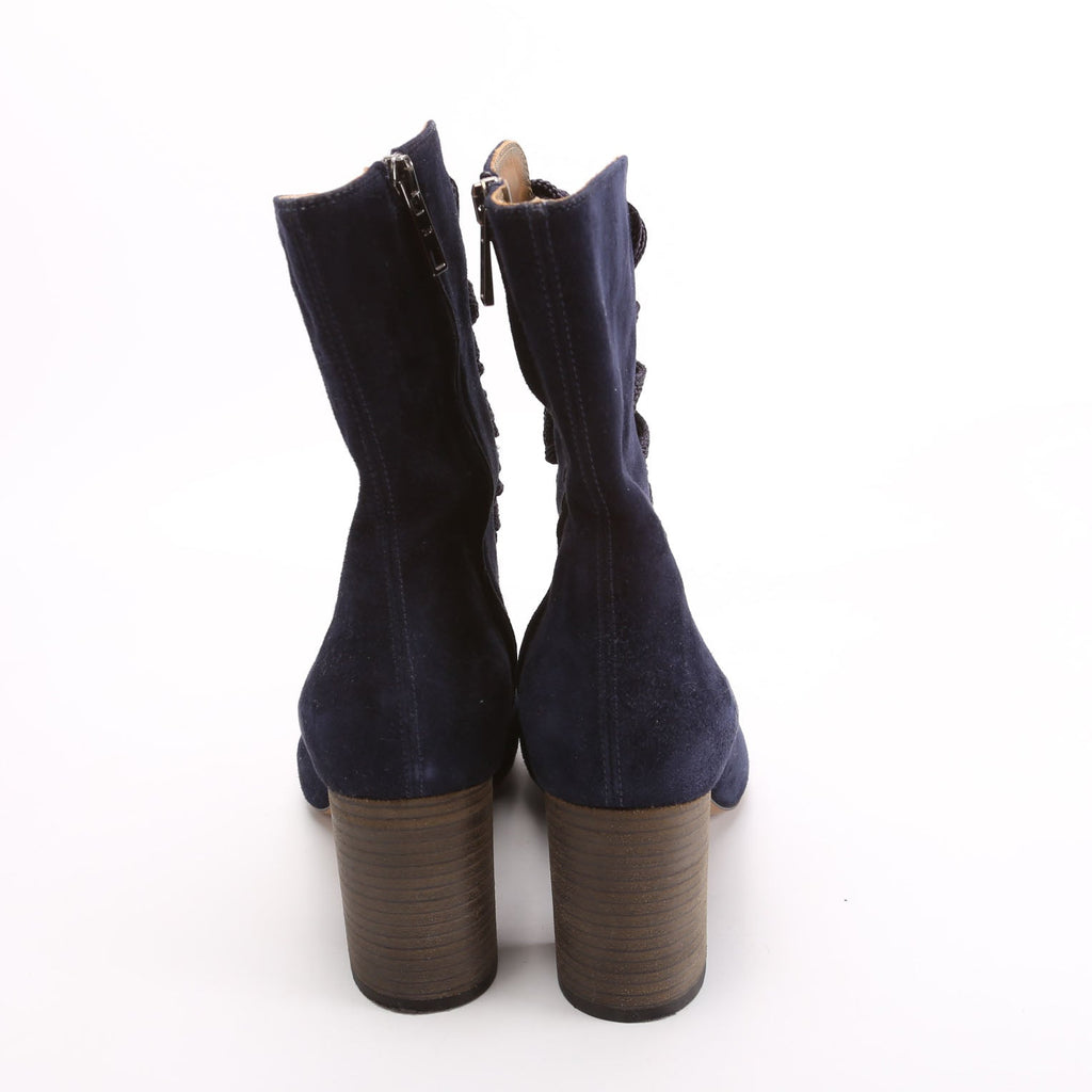 Harper Suede Lace Up Boots Size 37.5 Navy