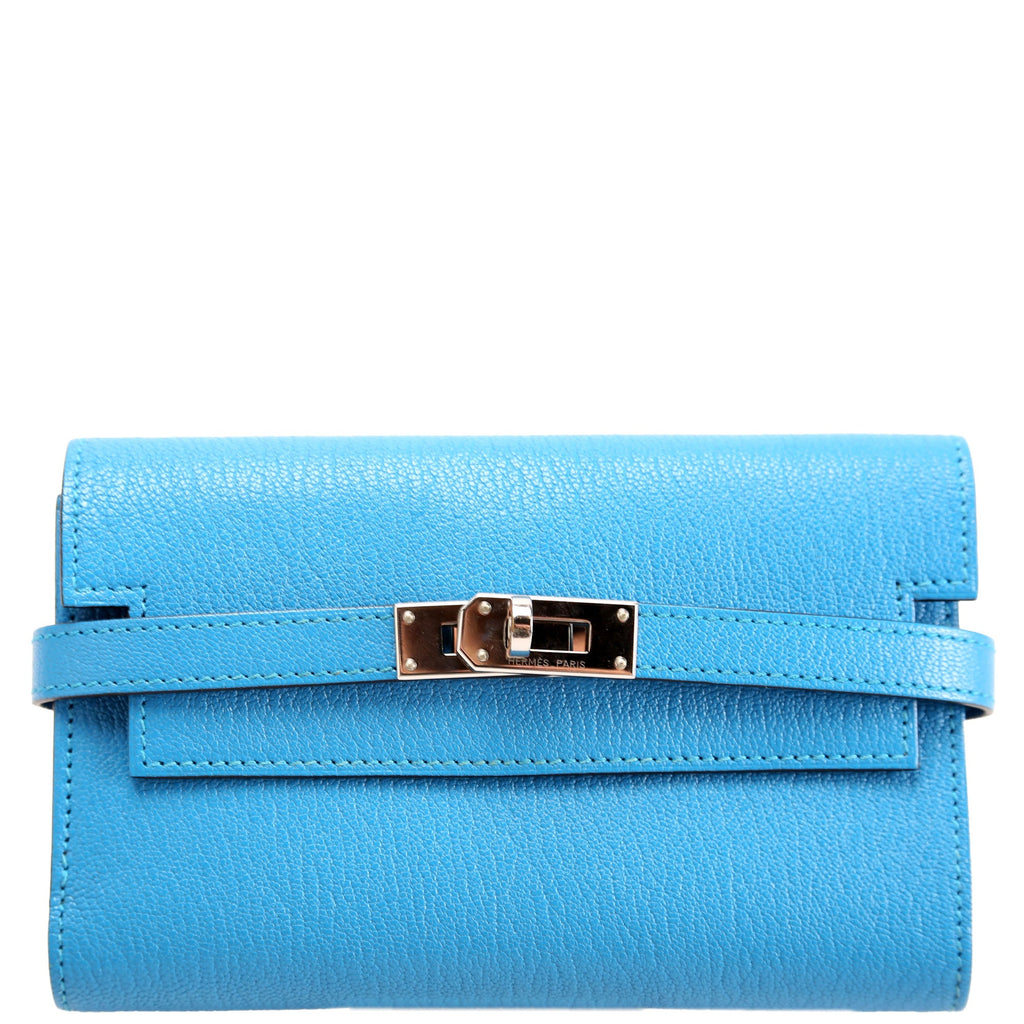 Kelly Medium Wallet Chevre Leather Blue