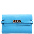 Kelly Medium Wallet Chevre Leather Blue